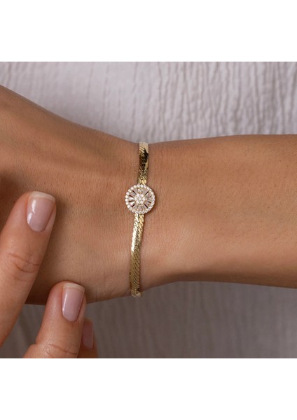 14 Ayar Baget Trapez Taşlı Bileklik