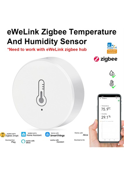 Zigbee Sıcaklığı ve Nem Sensörü Ewelink Uygulama Kontrolü Için Mini Sıcaklık Nem Dedektörü (Yurt Dışından) modelleri
