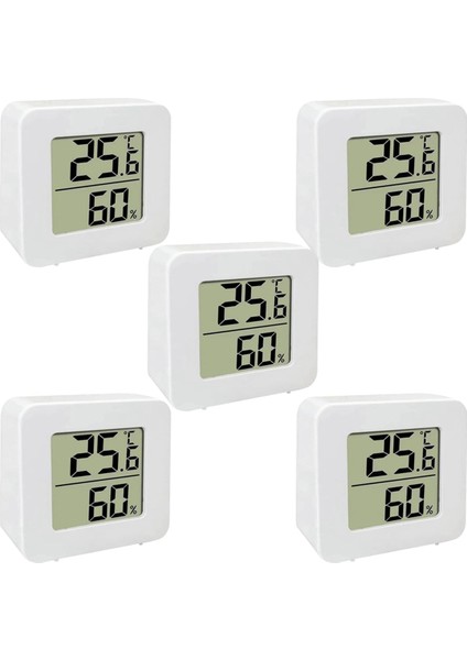 5 Paket Mini Dijital LCD Ekran Sıcaklık Nem Metre Sensör Duvarı Montajlı Kapalı Oda Hava Durumu Araçları (Yurt Dışından)