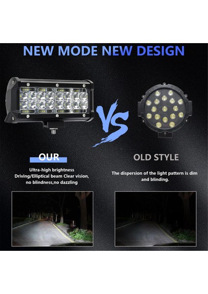 7 Inç LED Işık Çubuğu 120W 12000LM LED Pod Işıkları Çalışma Işıkları 2 Adet (Yurt Dışından)