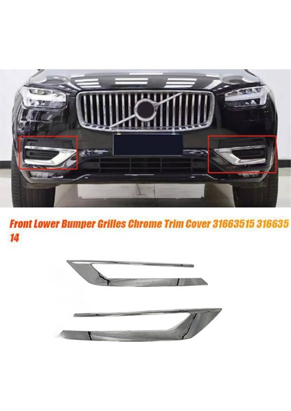 1paır Araç Ön Alt Tampon Krom Trim Şerit Kapağı 31663515 31663514 Volvo XC90 2019-2022 31663539 31663540 (Yurt Dışından) modelleri