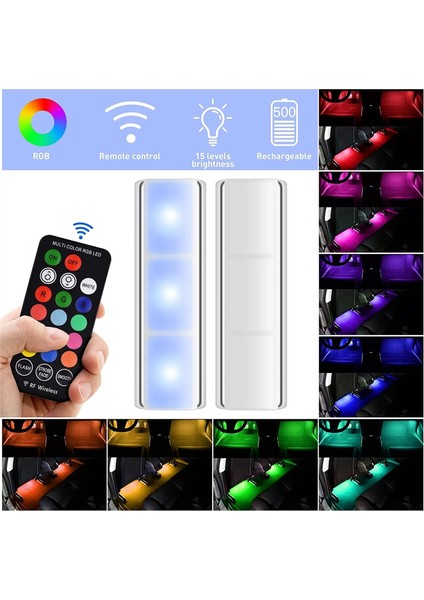 Araba Iç Aydınlatma Rgb LED Işık Kablosuz Uzaktan Kumanda (Yurt Dışından)
