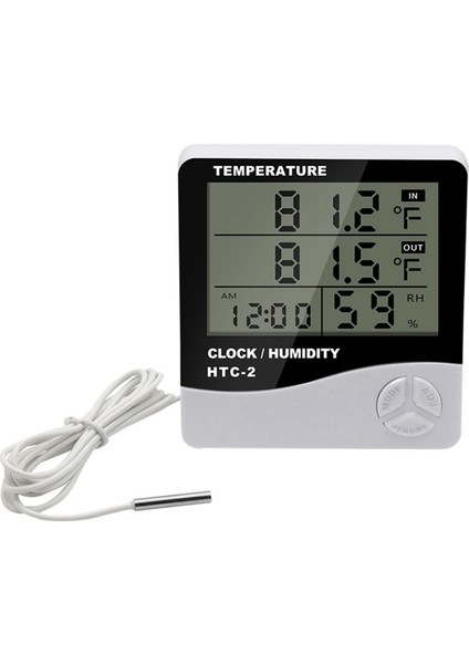 1.4m/55.11 Inç Prob Dahil Olmak Üzere Sıcaklık Nemini Ölçmek Için Zaman ve Çalar Saat Fonksiyonu Olan Termometre (Yurt Dışından)