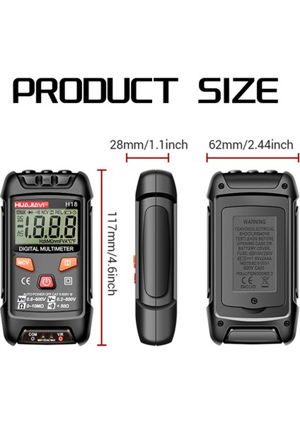 Huajiayi H18 Mini Dijital Multimetre Ac/dc Voltaj Metre 1999 Multimetro Ohm Ncv Elektrik Araçları Kırmızı (Yurt Dışından) fiyatları