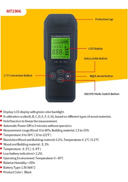 Dijital Ahşap Nem Ölçer Endüktif Higometre Analog Çift Ekran Ortam Sıcaklık Nemi Timber Nemli Dedektörü (Yurt Dışından) modelleri
