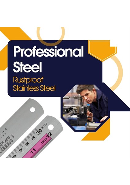 12+6 Inç Metal Cetvel Set-Düz Kenar Cetvelinin Hem Emperyal Hem De Metrik Ölçümleri Var, Dıy Projeleri Için Mükemmel, Kırmızı (Yurt Dışından) fiyatları