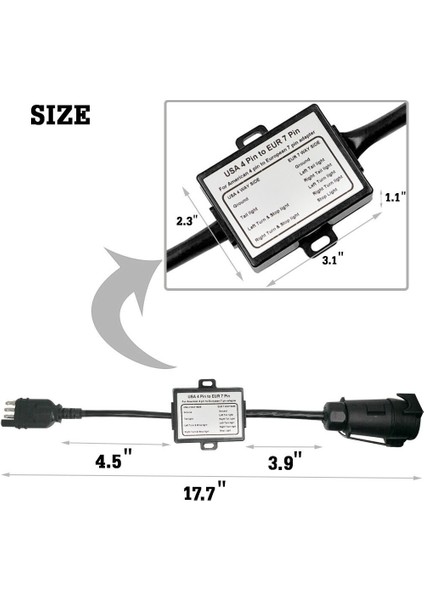 Abd&#39;den Avrupa Trailer Işık Dönüştürücü 4 Yollu Düz Soket (Amerikan Aracı) - 7 Yollu Yuvarlak Soket (Avrupa Fragmanı) (Yurt Dışından) fiyatları