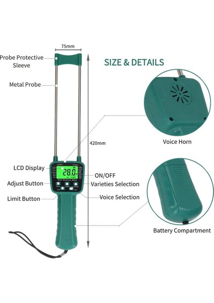 Buğday, Mısır, Pirinç, Fıstık, Soya Fasulyesi, Un, Yem, Fıstık, Susam, Sorgum Için Dijital Tahıl Nem Ölçer Test Cihazı (Yurt Dışından) modelleri