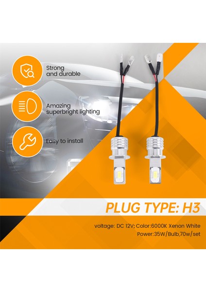 2x H3 Süper Parlak Far Kiti 100W 10000LM Sis Drl Buluşlar 6000K Beyaz (Yurt Dışından) indirimleri