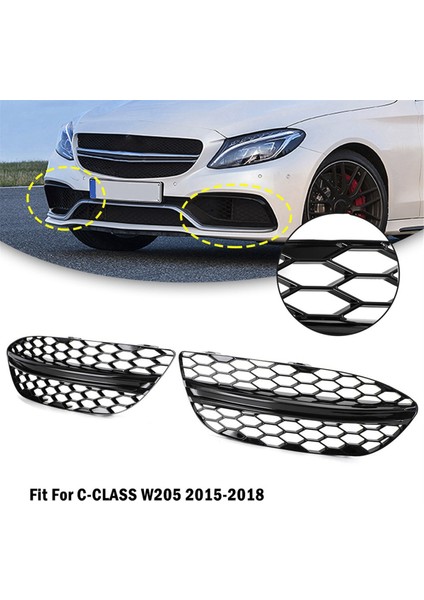 Parlak Siyah Araba Ön Sis Lambası Kapağı Mercedes Benz C-Serisi W205 2015-2018 (Yurt Dışından) indirimleri