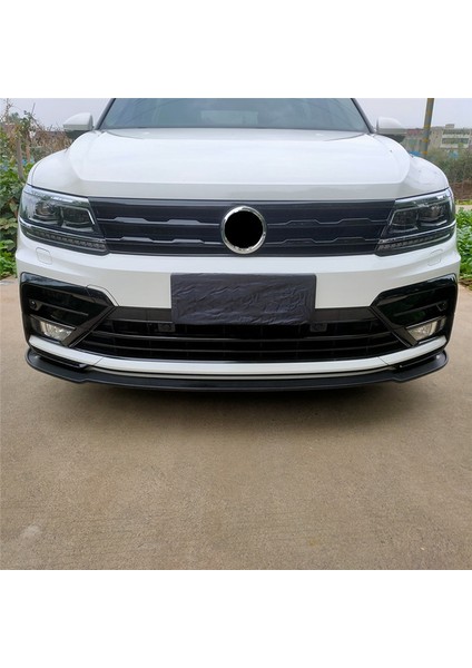 Araba Parlak Siyah Ön Merkez Izgara Izgara Kalıp Şeritleri Vw Tiguan Rline 2017-2021 Için Sis Işık Kapağı Döşeme (Yurt Dışından)