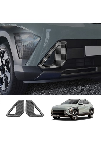 Araba Ön Sis Lambası Işık Kapağı Trim Hyundai Kona 2024+ Araba Trim Aksesuarları Karbon Fiber Desen (Yurt Dışından) fırsatları