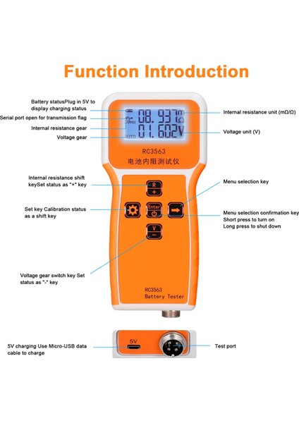 RC3563 Pil Voltajı Dahili Direnç Test Cihazı Trityum Lityum Demir Fosfat 18650 Pil Test Cihazı, Test Merkezi Klipsi (Yurt Dışından) fırsatları