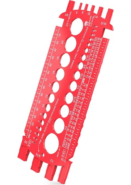 Cıvata Göstergesi (Metrik ve Sae), Fındık ve Cıvataları Hızlı Bir Şekilde Boyutlandırma Için Cıvata Solizer, Plastik Cıvata Ölçüm Aracı, Iplik Göstergesi Kırmızı (Yurt Dışından)