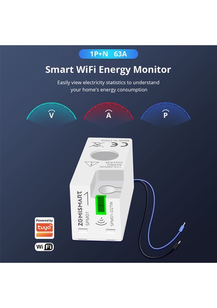 Zemismart Too Wifi Mini Enerji Ölçer Elektrik Monitör Sensörü Gerçek Zamanlı Ölçüm Destek Tava Uygulaması Akıllı Yaşam Uygulaması Kontrolü 63A (Yurt Dışından) fırsatları