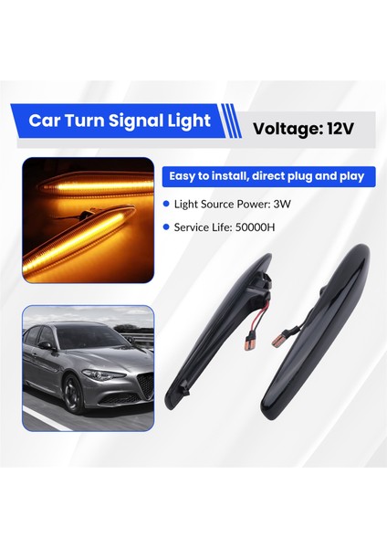 Alfa Romeo Için Araba Dinamik Yan Marker Işık Dönüş Sinyal Göstergesi 159 Tip 939 2005-2010 Boera Tip 939 2005 (Yurt Dışından) fırsatları