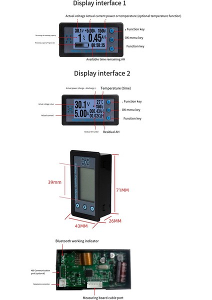 VA9510 Pil Kapasite Yöneticisi LCD Dijital Voltaj Akım Güç Ölçer Pil Kapasitesi Coulometre 120V 100A (Yurt Dışından) modelleri