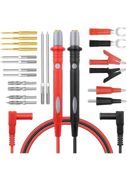 22PCS Multimetre Test Kurşun Kiti, Arka Prob Test Kurşunları, Multimetre Probları, Timsah Klipsli Test Kuafları, Problar (Yurt Dışından)