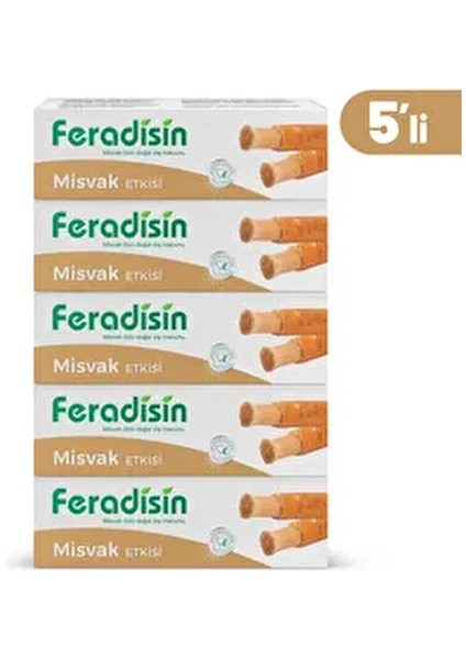 5li Paket - Misvak Özlü Doğal Florürsüz Beyazlatıcı Diş Macunu 90 gr - Gimdes Helal Sertifikalı