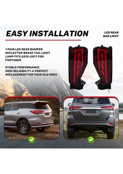 1 Çift LED Arka Tampon Reflektör Fren Kuyruğu Işık Lambası Toyota Fortuner Için 2015-2017&#39;YE Uyuyor (Yurt Dışından) indirimleri
