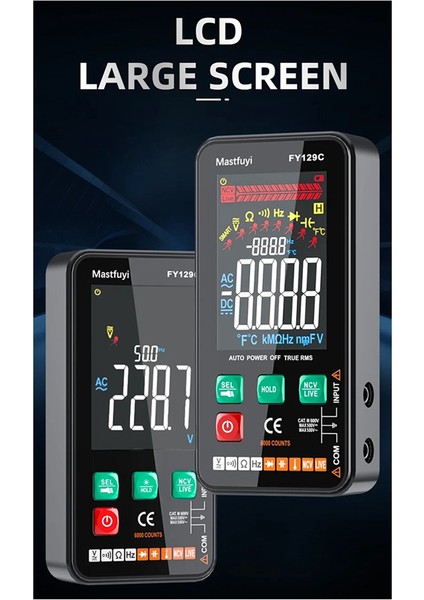 Mastfuyi Smart Dijital Multimetre Braket LCD Renk Ekran Ac/dc Voltaj Test Cihazı Ohm Diyot Ncv Frekans Canlı Tel Kontrol (Yurt Dışından) modelleri