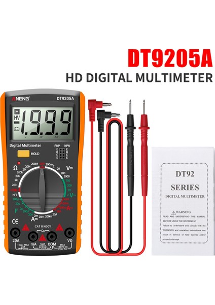 Aneng DT9205A Dijital Multimetre Ac/dc Transistör Test Cihazı Elektrik Ncv Test Ölçer Profesyonel Analog Otomatik Aralık Sarı (Yurt Dışından) fırsatları