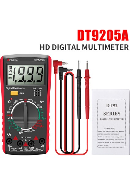 Aneng DT9205A Dijital Multimetre Ac/dc Transistör Test Cihazı Elektrik Ncv Test Ölçer Profesyonel Analog Otomatik Aralık Kırmızı (Yurt Dışından) indirimleri