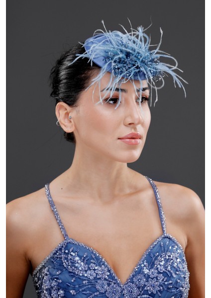 Tüy ve Inci Detaylı Nikah Kepi – Nişan, Düğün ve Özel Davet Aksesuarı