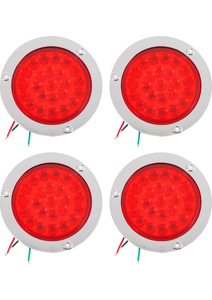 4 Paket Yuvarlak LED Römork Tail Işıkları Kırmızı 24 LED Flanş Montaj Su Geçirmez Krom 4 Inç Fren Durdurma Dönüşü Işıkları (Yurt Dışından)