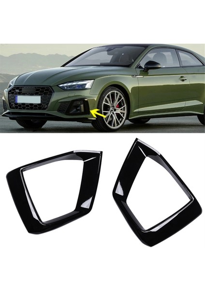 2pcs Parlak Siyah Araba Ön Tampon Sis Hafif Lamba Siyah Trim Kapak Çerçevesi Kapak Kaput Audi A5 S5 2020 2021 2022 (Yurt Dışından) indirimleri