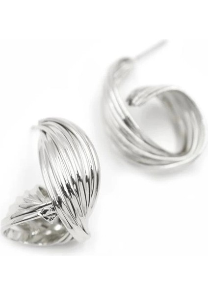 Metal Kıvrımlı Küpe - Gümüş fiyatları