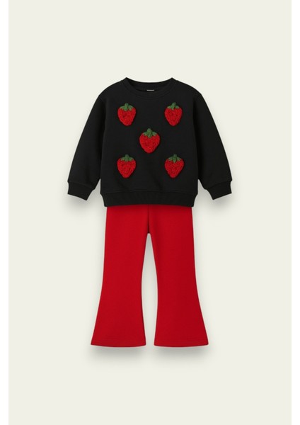 Kız Çocuk Çilek Örgülü Çocuk Takımı 3-10 Yaş 12140