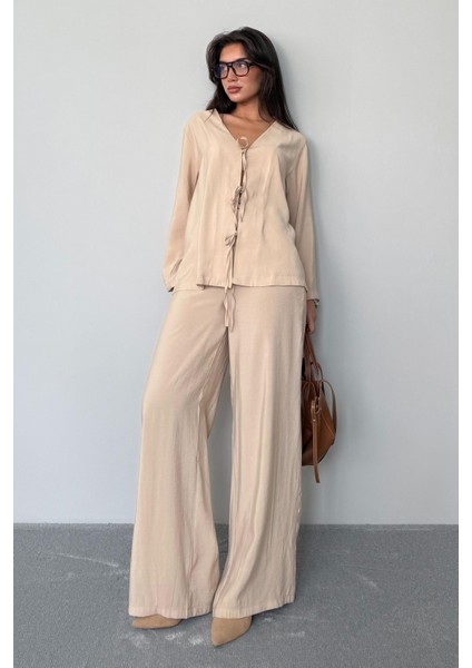 Bej Önü Bağlamalı Alt Üst Takım MG2473