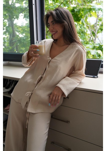 Bej Önü Bağlamalı Alt Üst Takım MG2473 indirimleri