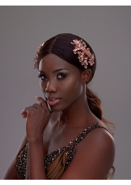 Çift Taraflı Kristal ve Taş Detaylı Gümüş Gelin Saç Aksesuarı – Zarif ve Işıltılı Tasarım