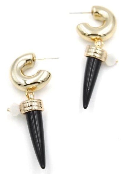 Fildişi Halka Küpe - Siyah