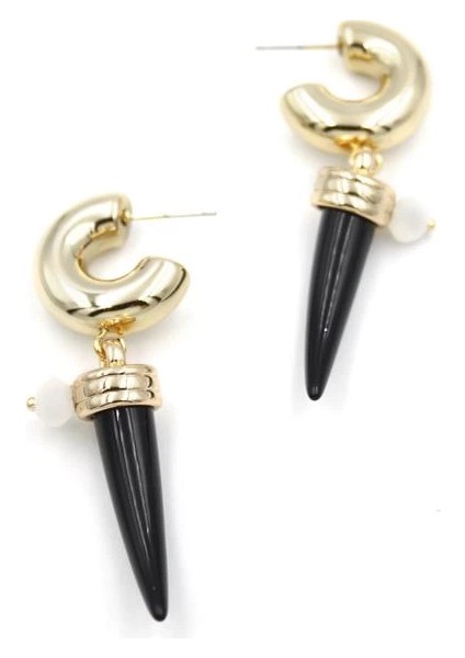 Fildişi Halka Küpe - Siyah fiyatları