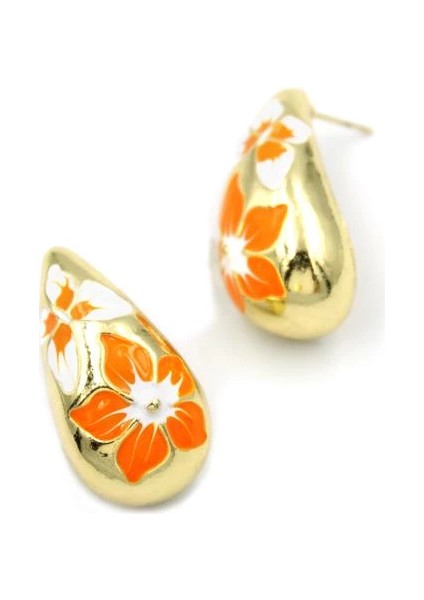 Çiçek Küpe - Turuncu fiyatları