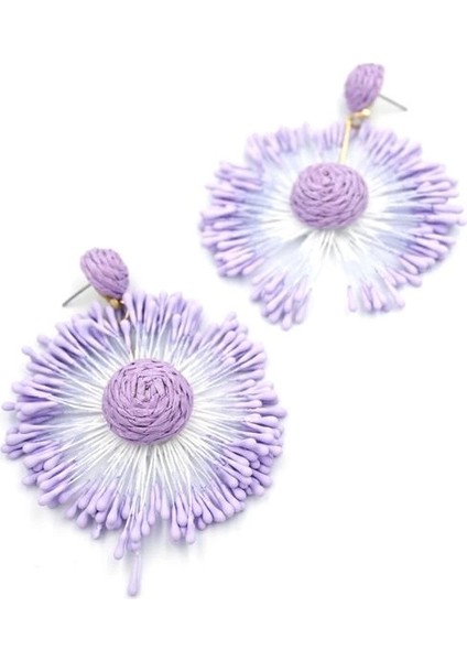 Güneş Hasır Küpe - Mor