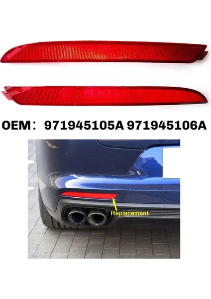 971945105A 971945106A Araba Arka Tampon Fren Reflektörü Porsche Panamera Için Işık Arka Sis Reflektörü 971 2017-2021 (Yurt Dışından)