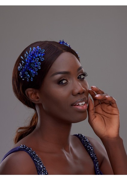 Çift Taraflı Kristal ve Taş Detaylı Gümüş Gelin Saç Aksesuarı – Zarif ve Işıltılı Tasarım