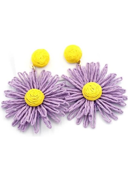 Papatya Hasır Küpe - Mor fiyatları