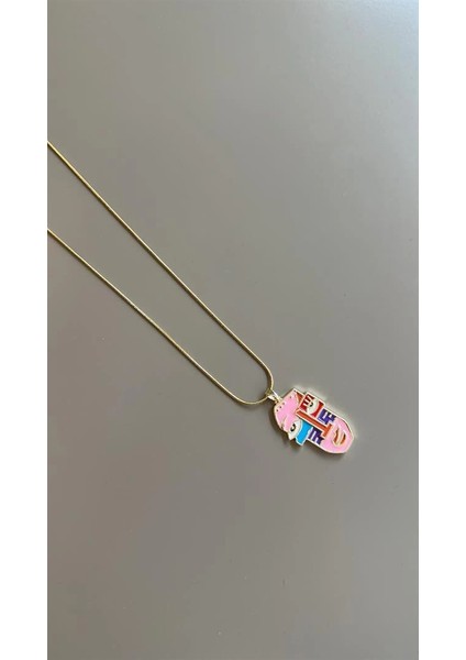 Mineli Yüz Desenli Kolye - Çok Renkli