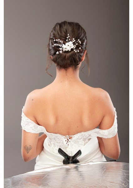 Inci ve Kristal Taşlı Gelin Saç Aksesuarı – Zarif Tasarım