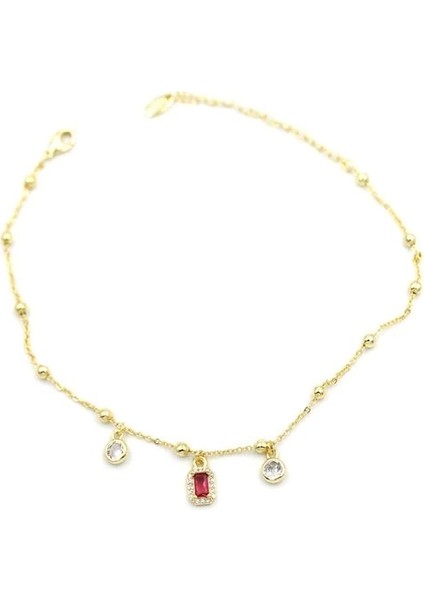 Renkli Taşlı Halhal - Kırmızı fiyatları