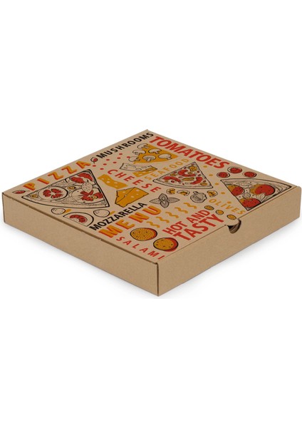 Baskılı Esmer Pizza Kutusu 24X24X4 cm fiyatları
