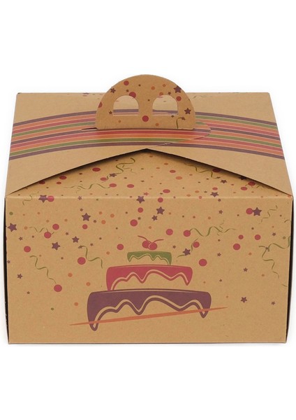 0 No Kraft Saplı Turta Kutusu 18.5X18.5X13.4 cm