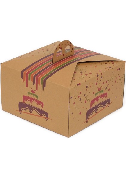 0 No Kraft Saplı Turta Kutusu 18.5X18.5X13.4 cm fiyatları