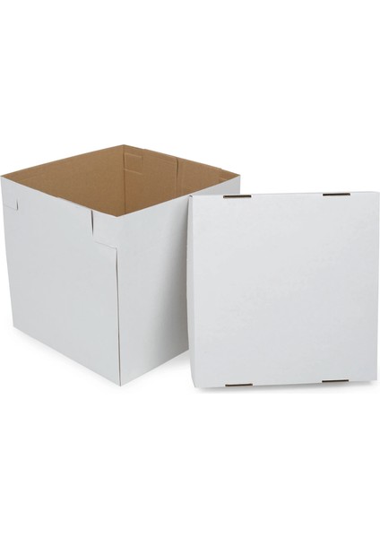 Oluklu Katlı Beyaz Renk Yaş Pasta Kutusu 30X30X30 cm