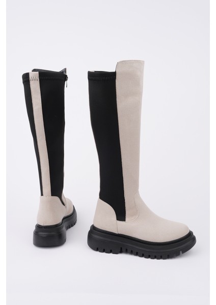 Diasa Süet Kalın Taban Streç Detaylı Fermuarlı Kadın Çizme fırsatları